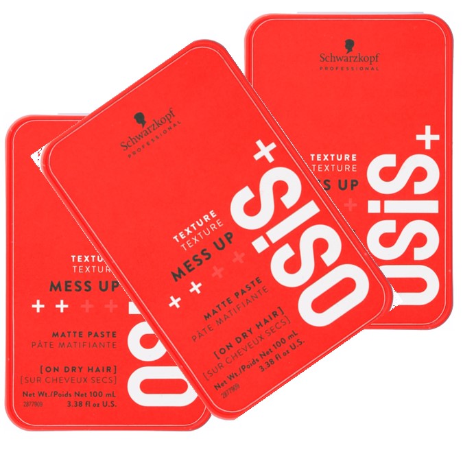 Schwarzkopf Osis+ Mess Up Matt Gum Medium Control 100 ml x 3 Styling Matte Paste - On Line Hair Depot