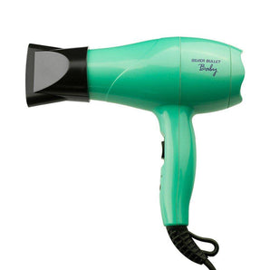 Silver Bullet Baby Travel Hair Dryer - Aqua with Styling Nozzle & Diffuser NEW - On Line Hair Depot