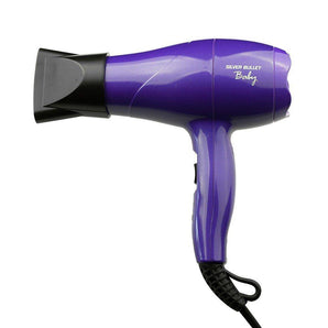 Silver Bullet Baby Travel Hair Dryer - Purple with Styling Nozzle & Diffuser NEW - On Line Hair Depot