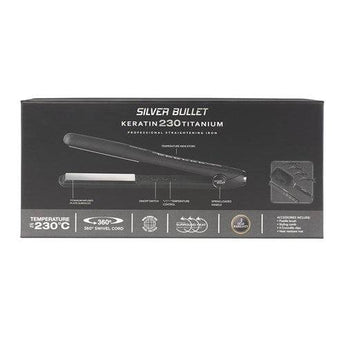 Silver Bullet Keratin 230 Titanium Silver 25mm, Hair Straightener & Bonus Accessories - On Line Hair Depot