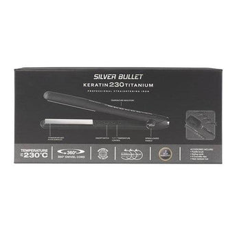 Silver Bullet Keratin 230 25mm Titanium Silver Plates Hair Straightener BONUS Accessories - 25mm Silver Bullet - On Line Hair Depot