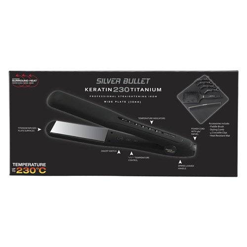 Silver Bullet Keratin 230 Titanium Silver 38mm Wide Plates Hair Straightener - On Line Hair Depot
