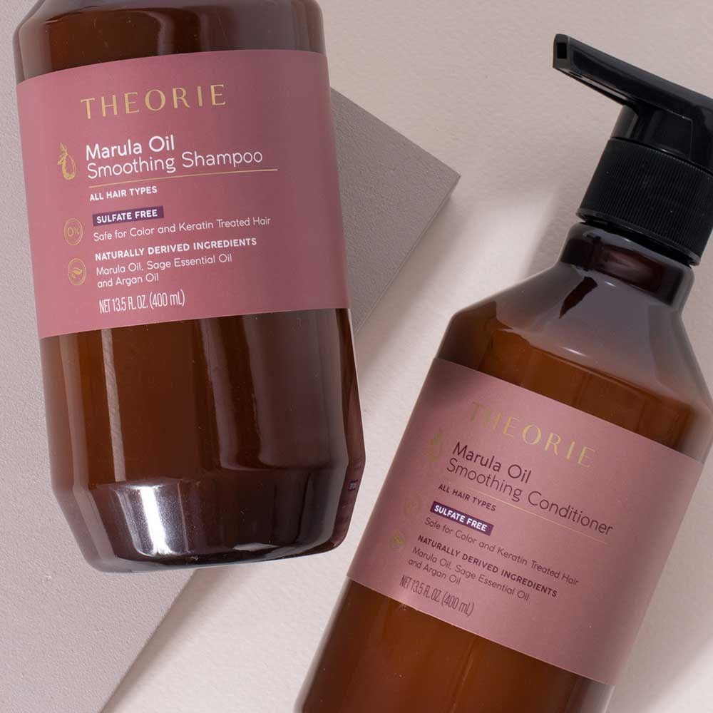 Theorie Marula Oil Smoothing Shampoo  Conditioner duo 400 ml each Sulfate Free - On Line Hair Depot