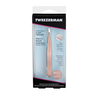 Tweezerman slant tweezer Rose Gold - full size - On Line Hair Depot