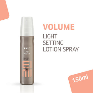Wella Eimi Volume Perfect Setting
Achieve lasting volume and radiance with this lightweight setting lotion from Wella Eimi. Engineered with a balanced formula, it delivers medium hold while safeguarding hair during heat styling. The spray application ensures even distribution, creating voluminous texture with a polished finish. Ideal for blow-drying techniques that demand both structural support and protective care.