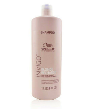 Wella Professionals Invigo Blonde Recharge Shampoo 1000ml  Color Refreshing Cool Blonde Silver Wella Professionals - On Line Hair Depot