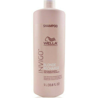 Wella Professionals Invigo Blonde Recharge Shampoo 1000ml  Color Refreshing Cool Blonde Silver Wella Professionals - On Line Hair Depot