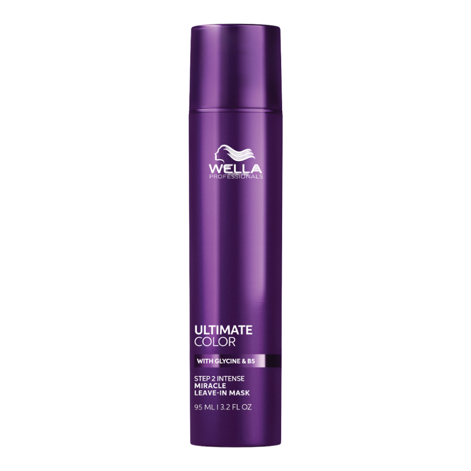 Wella Professionals Ultimate Color Miracle Leave-in Mask

Revitalize and protect your colour-treated hair with this 3-in-1 leave-in mask. The moisturizing formula locks in colour vibrancy and shine while providing UV protection and up to 4x more resistance to breakage — all in a lightweight, no-rinse formula.