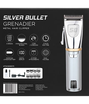 Silver Bullet Grenadier Metal Hair Clipper Silver Silver Bullet - On Line Hair Depot