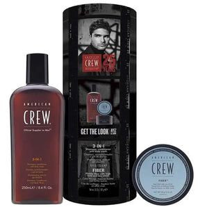 American Crew 3 in 1 Shampoo, Conditioner and Body Wash plus Fiber get the look - On Line Hair Depot