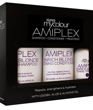 RPR Amiplex Enrich Blonde Toning Shampoo Conditioner and Stage 3 Treatment Kit - On Line Hair Depot