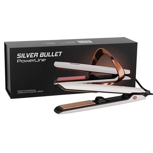 Silver Bullet Powerline Hair Straightener 25mm Titanium Plates White - On Line Hair Depot